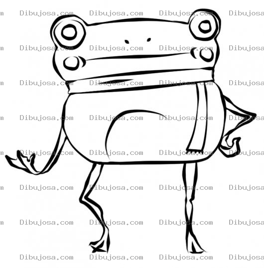 Dibujo para colorear Dibujo De Rana Con Bufanda Para Pintar Y Colorear