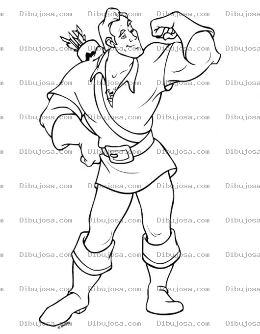 Dibujo para colorear Robinhood Dibujo De Robin Hood Musculoso Con Biceps Sacando Gato Para Pintar Y Colorear