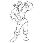 Dibujo para colorear Robinhood Dibujo De Robin Hood Musculoso Con Biceps Sacando Gato Para Pintar Y Colorear