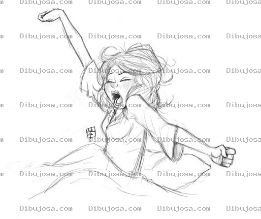 Dibujo para colorear Despertar Dibujo De Mujer Despertando Para Pintar Y Colorear Chica Levantandose De La Cama