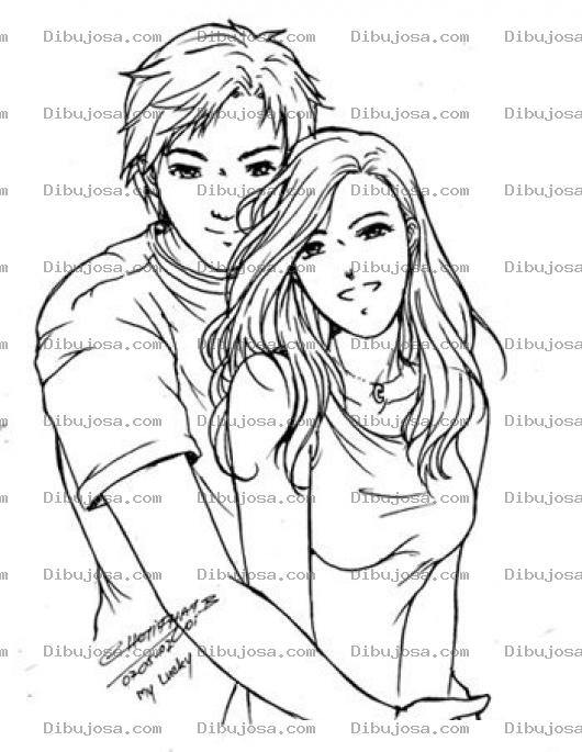 Dibujo para colorear Dibujo De Novio Abrazando A Su Novia Por Atras Para Pintar Y Colorear Novios Abrazados
