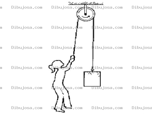 Dibujo para colorear Poleas Dibujo De Una Mujer Levantando Un Peso Con Una Polea Para Pintar Y Colorear
