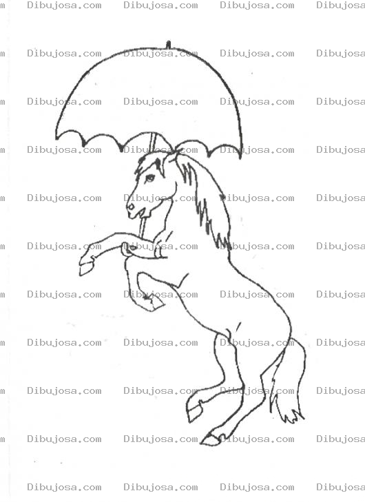 Dibujo para colorear Dibujo De Caballo Con Sombrilla Para Pintar Y Colorear