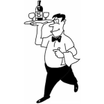 Dibujo para colorear Dibujo De Mesero Llevando Un Vino Con Dos Copas En Una Charola Para Pintar Y Colorear