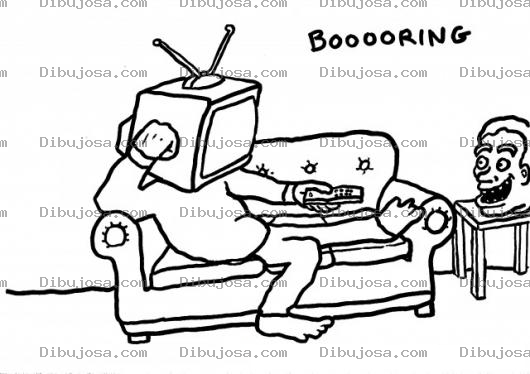 Dibujo para colorear Dibujo De Televisor Con Control Remoto Para Pintar Y Colorear