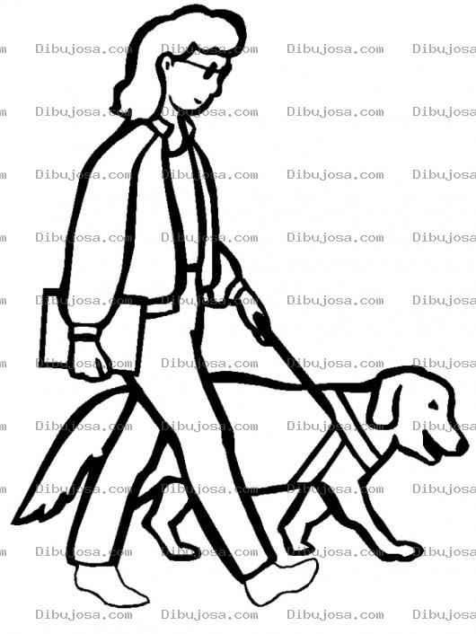 Dibujo para colorear Dibujo De Mujer Ciega Con Perro Guia Para Pintar Y Colorear