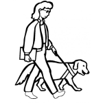 Dibujo para colorear Dibujo De Mujer Ciega Con Perro Guia Para Pintar Y Colorear