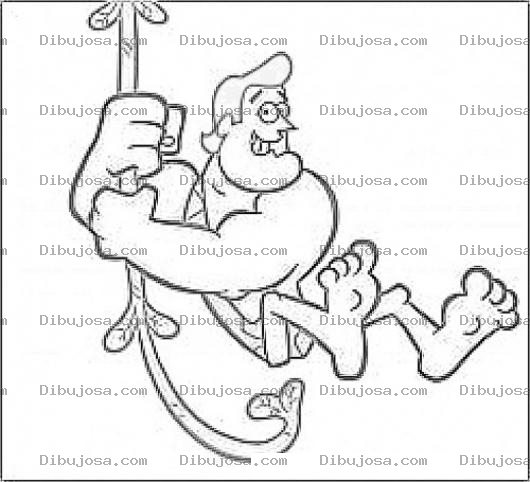 Dibujo para colorear Dibujo De Tarzan Para Pintar Y Colorear A Tarzan Colgando De Una Leana