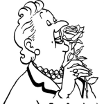 Dibujo para colorear Abuelita Con Rosa Para Pintar Y Colorear Viejita Elegante Con Una Flor