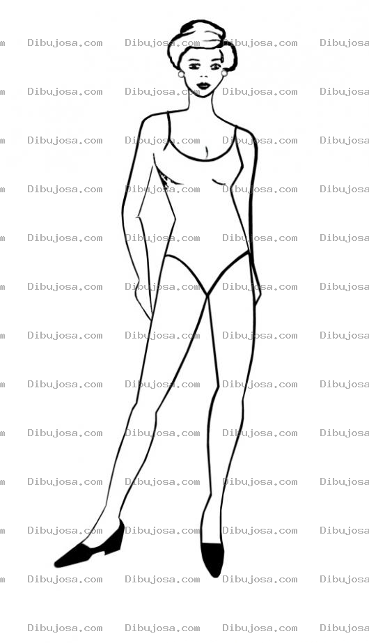 Dibujo para colorear Dibujo De Mujer Modelando En Calzoneta De 1 Pieza Para Pintar Y Colorear