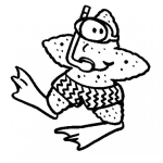 Dibujo para colorear Dibujo De Estrella Marina Con Calzoneta Snorkel Pataletas Y Careta Para Pintar Y Colorear