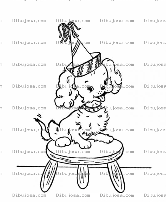 Dibujo para colorear Dibujo De Perrita Cumpleanera Para Pintar Y Colorear
