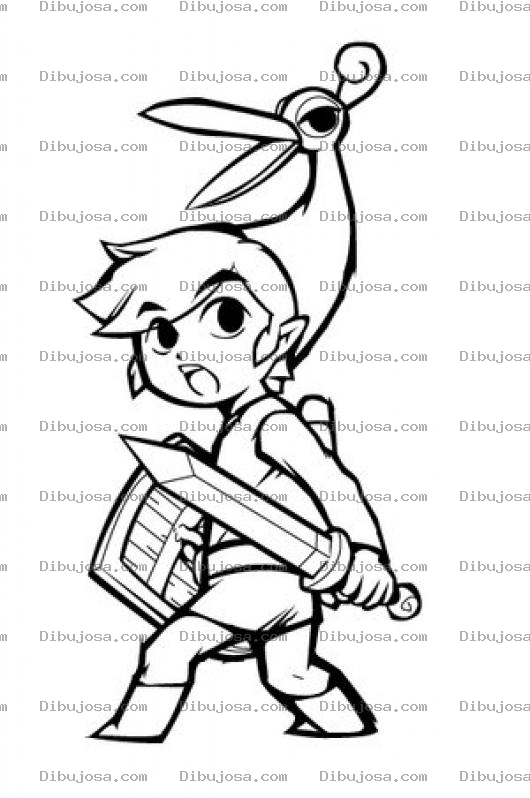 Dibujo para colorear Dibujo De Guerrerito Con Escudo Y Espada Y Sombrerito De Pavoreal Para Pintar Y Colorear