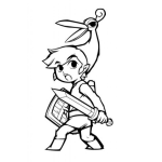 Dibujo para colorear Dibujo De Guerrerito Con Escudo Y Espada Y Sombrerito De Pavoreal Para Pintar Y Colorear