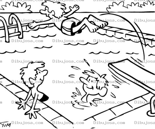 Dibujo para colorear Piscina Con Trampolin Dibujo De Ninos Jugando En Una Pisina Para Pintar Y Colorear