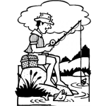 Dibujo para colorear Dibujo De Hombre Pescando En Un Lago Para Pintar Y Colorear pescador