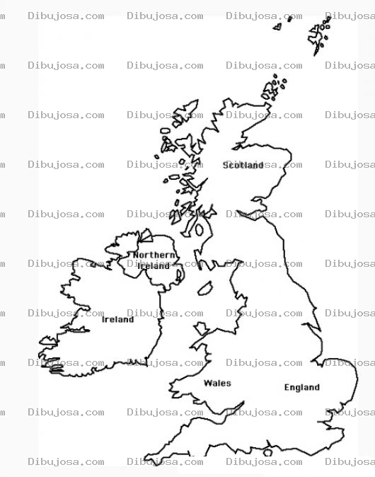 Dibujo para colorear Colorear mapa de Inglaterra Reino Unido UK