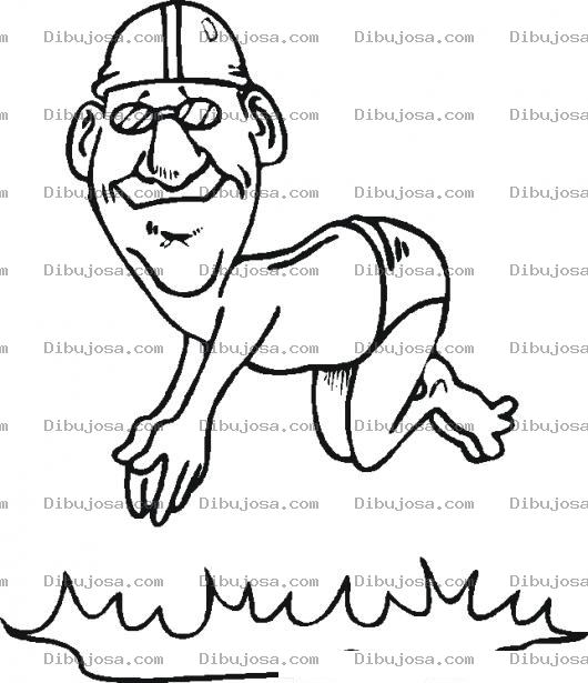 Dibujo para colorear Clavados Dibujo De Viejo Clavadista Tirandose Un Clavado En El Agua Para Pintar Y Colorear Chapuzon En El Mar