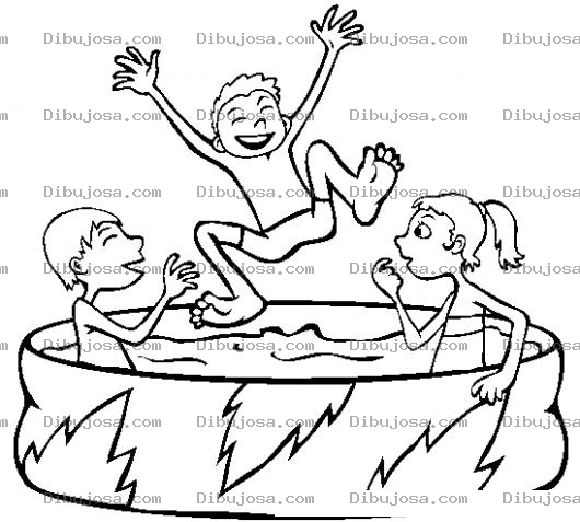Dibujo para colorear Piscinas Inflables Dibujo De Muchachos Jugando En Una Piscina De Plastico Para Pintar Y Colorearde