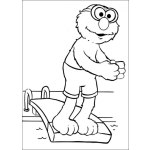 Dibujo para colorear Dibujo De Elmo En Un Trampolin Para Pintar Y Colorear Elmo Clavadista En Una Pisina
