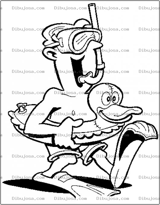 Dibujo para colorear Salvavidas Inflable Dibujo De Hombre Con Salvavidas De Patito Para Pintar Y Colorear