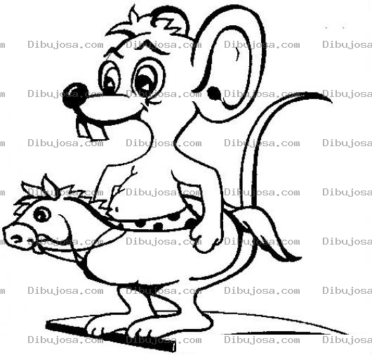 Dibujo para colorear Dibujo De Ratonsito En Tramploin Con Salvavidas De Caballito Para Pintar Y Colorear Ratoncito