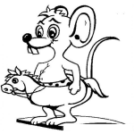 Dibujo para colorear Dibujo De Ratonsito En Tramploin Con Salvavidas De Caballito Para Pintar Y Colorear Ratoncito