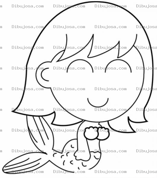 Dibujo para colorear Lasirenita Dibujo De Nina Sirenita Para Pintar Y Colorear Chiquilla Convertida En Una Linda Sirena