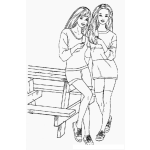 Dibujo para colorear Dibujo De Amigas Comiendo Helado Para Pintar Y Colorear A Dos Chicas Lindas