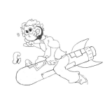 Dibujo para colorear Dibujo De Hombre Sobre Un Torpedo Para Pintar Y Colorear