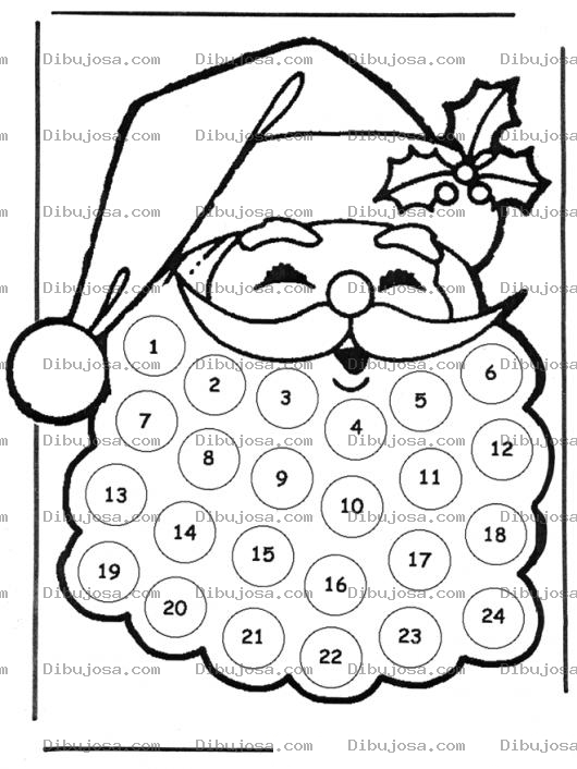Dibujo para colorear Dias Para Navidad Dibujo De Cara De Santaclaus Con Un Calendario En La Barba Para Marcar Los Dias Que Faltan Para Navidad Para Imprimir Pintar Y Colorear
