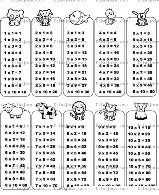 Dibujo para colorear Tablasdemultiplicar Dibujo De Las Tablas De Multiplicar Del 1 Al 10 Para Pintar Y Colorear Todas Las Tablas De Multiplicar Del Uno Al Diez Del1al10 T