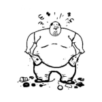 Despilfarrador Dibujo De Gordo Gloton Y Gastador Sin Dinero En Loa Bolsillos Para Colorear