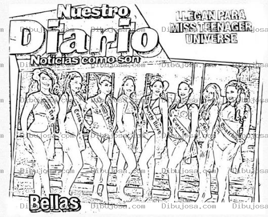 Dibujo para colorear Nuestro Diario Guatemala Para Pintar Y Colorear Dibujo De Chicas Bellas De Miss Teen En Guatemala En Nuestrodiario