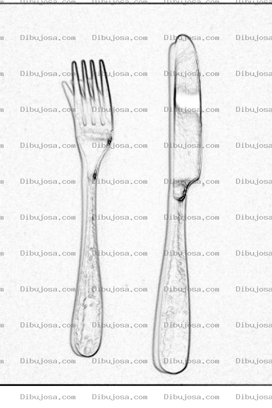 Dibujo para colorear Dibujo De Un Tenedor Y Un Cuchillo Para Colorear