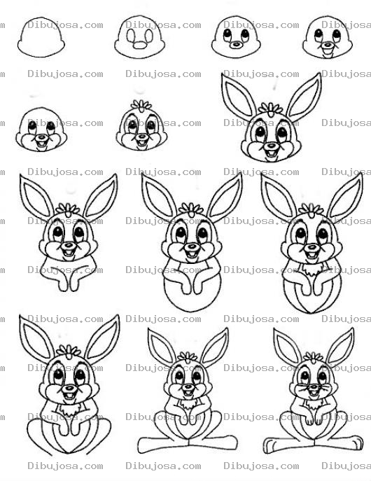 Dibujo para colorear Como Aprender A Dibujar Un Conejito Para Pintar Y Colorear Dibujo De Conejo Facil De Hacer