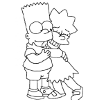 Dibujo para colorear Dibujo De Bart Simpson Abrazando A Su Hermanita Para Pintar Y Colorear Abrazo De Hermanos