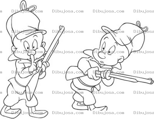 Dibujo para colorear Dibujo De Elmer El Cazador De Bugs Bunny Para Pintar Y Colorear A Elmercazador