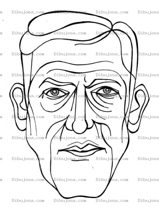 Dibujo para colorear Dibujo De Rostro De Hombre Arrugado Para Pintar Y Colorear Cara de Adulto Mayor
