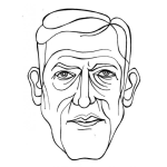 Dibujo para colorear Dibujo De Rostro De Hombre Arrugado Para Pintar Y Colorear Cara de Adulto Mayor