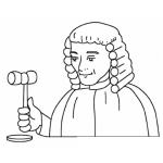 Dibujo para colorear Dibujo De Juez Con Martillo Dando Su Veredicto Ante El Juzgado Para Pintar Y Colorear
