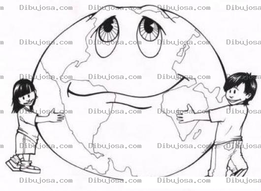 Dibujo para colorear Dia De La Tierra Dibujo De Ninos Abrazando Al Mundo Para Pintar Y Colorear el diadelatierra