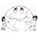 Dibujo para colorear Dia De La Tierra Dibujo De Ninos Abrazando Al Mundo Para Pintar Y Colorear el diadelatierra