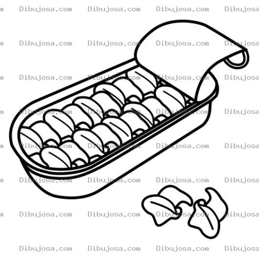 Dibujo para colorear Calamares Enlatados Para Pintar Y Colorear Dibujo De Lata De Camarones En Su Tinta