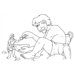 Dibujo para colorear Dibujo De Un Mendigo Gogante Con Un Mendigo Chiquito Para Pintar Y Colorear Vagos Mendigos Pordioseros Pidiendo Dinero