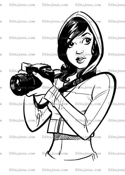 Dibujo para colorear Fotografa Profesional Dibujo De Chica Con Camara Para Pintar Y Colorear