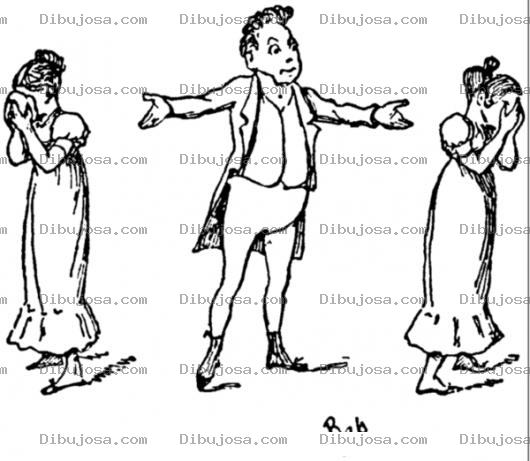Dibujo para colorear Don Juan Tenorio Dibujo De Hombre Mujeriego Con Dos Mujeres Celosas Llorando Para Pintar Y Colorear