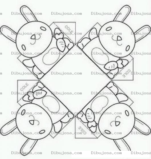 Dibujo para colorear Cajita Recortable De Conejito Para Pintar Colorear Y Recortar