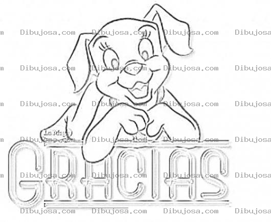 Dibujo para colorear Dibujo De Gracias Para Pintar Y Colorear A Un Perrito Agreadecido Con Rotulo De Gracias