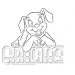 Dibujo para colorear Dibujo De Gracias Para Pintar Y Colorear A Un Perrito Agreadecido Con Rotulo De Gracias